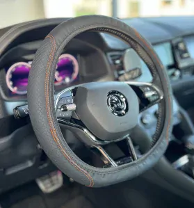Koženkový potah na volant Black - Orange