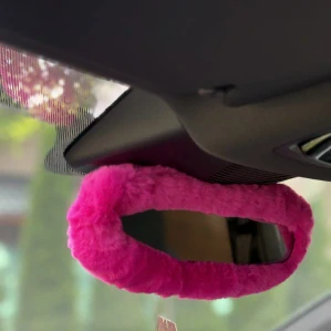Huňatý obal na zrcátko Neon Pink