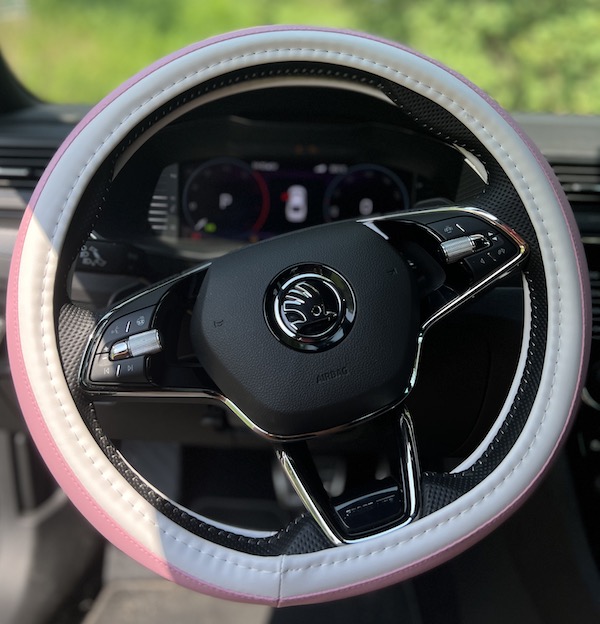 Protiskluzový potah pink/white koženka