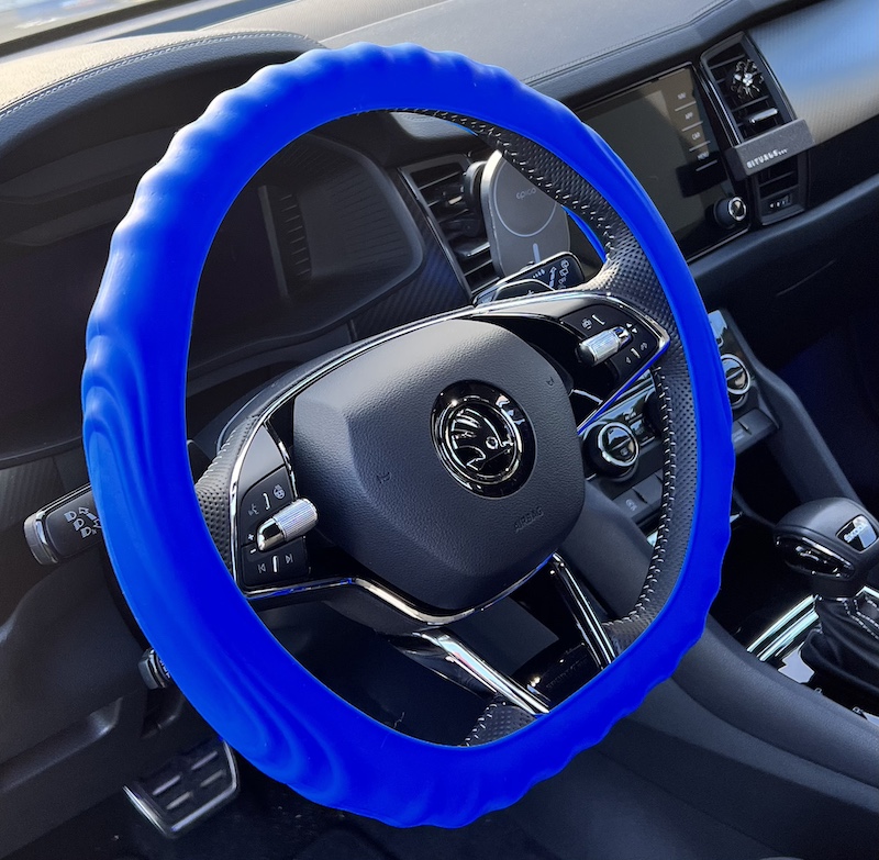 Silikonový potah na volant GARO s vroubky Royal Blue