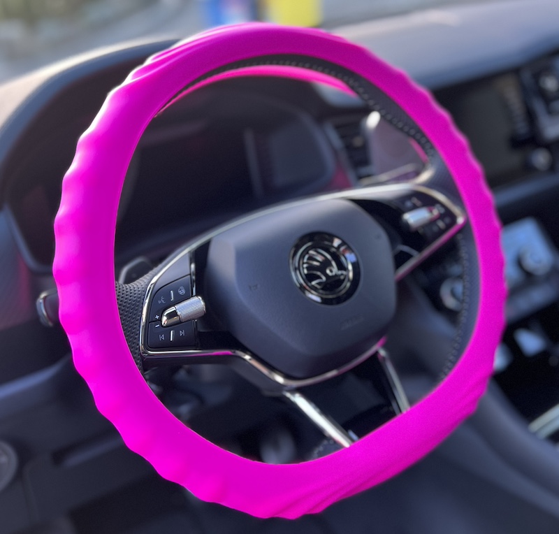 Silikonový potah na volant GARO s vroubky Neon Pink