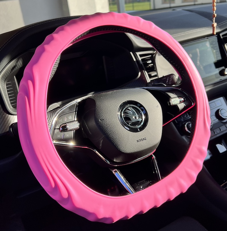 Silikonový potah na volant GARO s vroubky Baby Pink