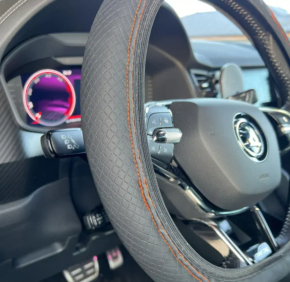 Koženkový potah na volant Black - Orange