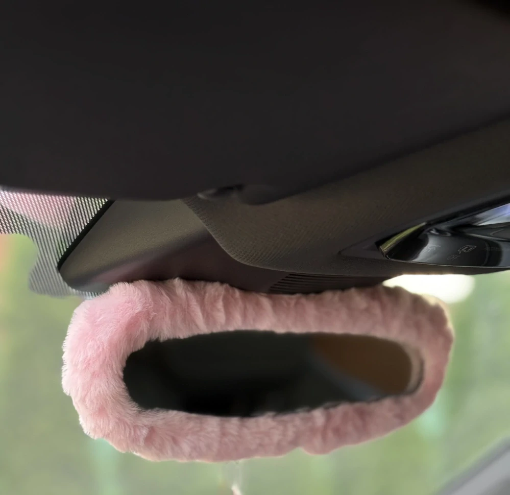 Huňatý obal na zrcátko Pink