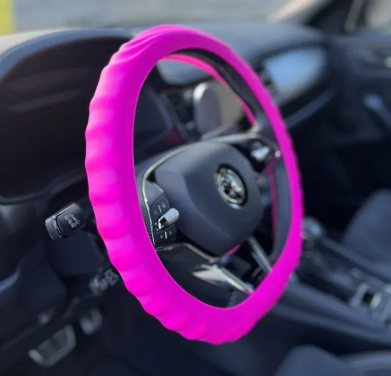 Silikonový potah na volant GARO s vroubky Neon Pink
