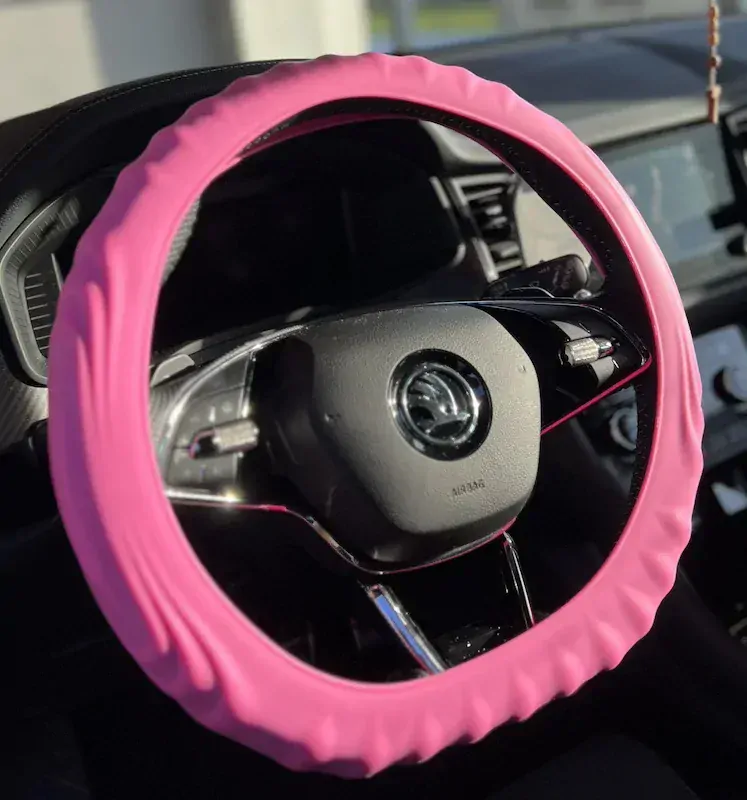 Silikonový potah na volant GARO s vroubky Baby Pink