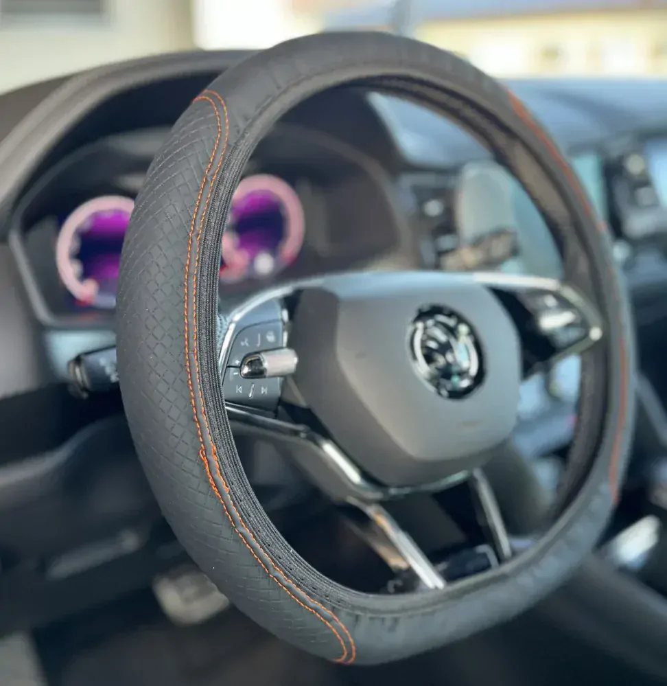 Koženkový potah na volant Black - Orange