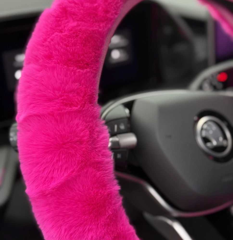 Huňatý potah na volant Neon Pink