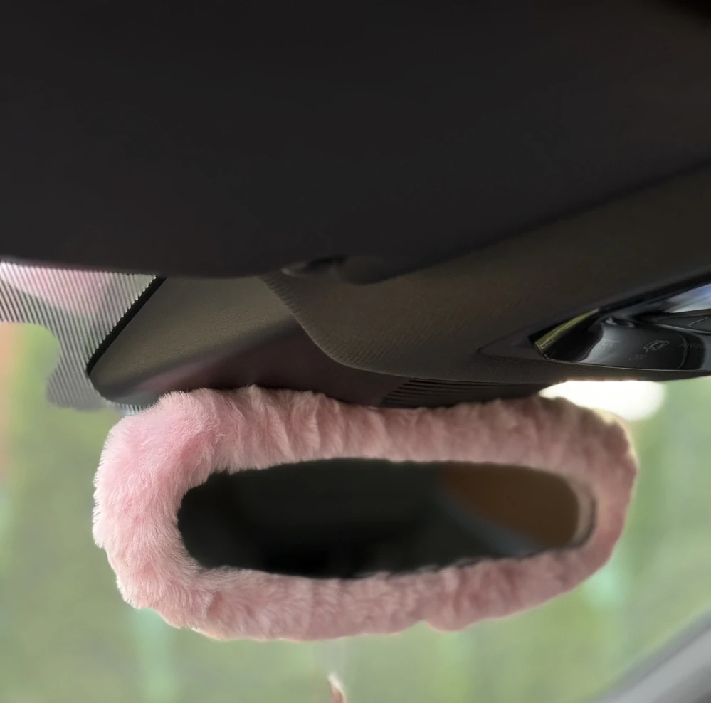 Huňatý obal na zrcátko Pink