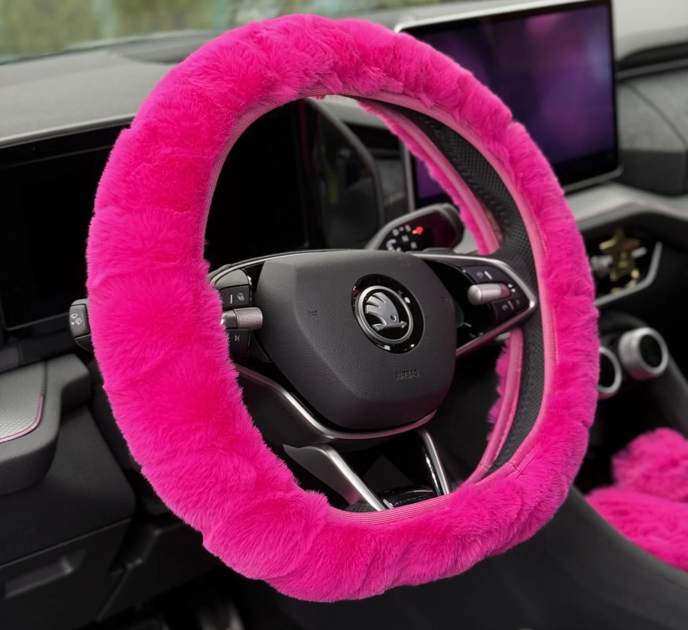 Huňatý potah na volant Neon Pink
