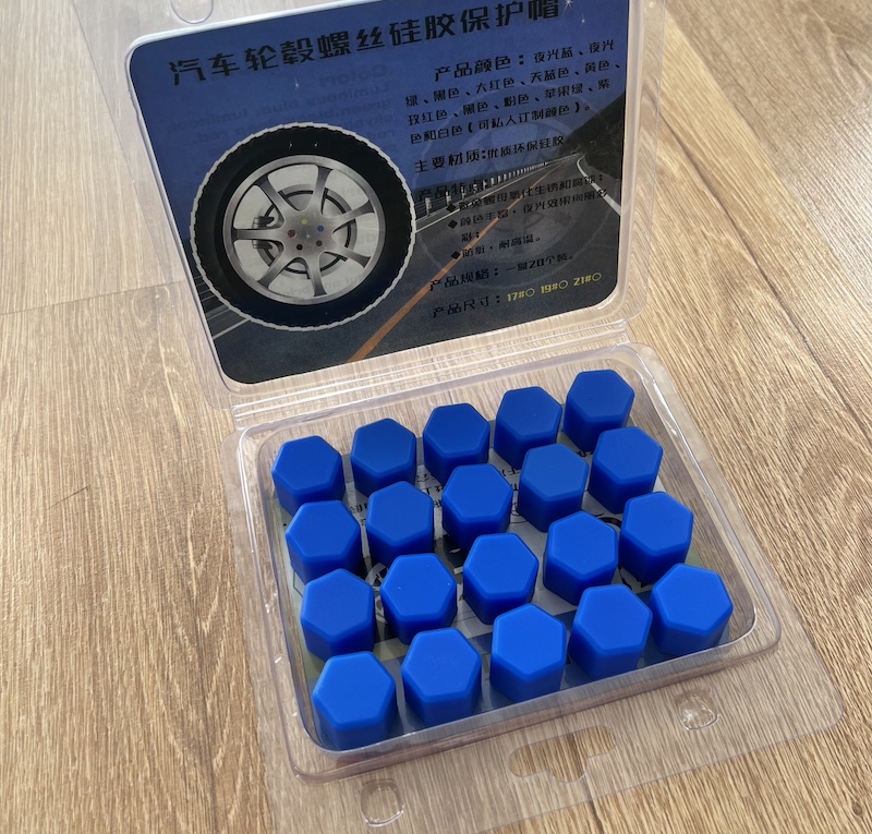 Silikonové krytky šroubů kol 17 mm sada 20 ks MODRÁ