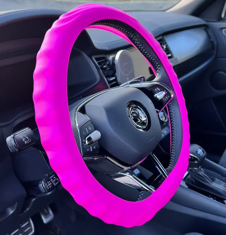 Silikonový potah na volant GARO s vroubky Neon Pink
