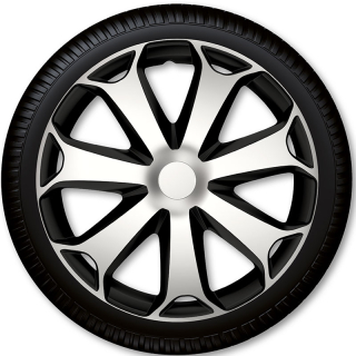 Poklice na kola Mega Silver Black